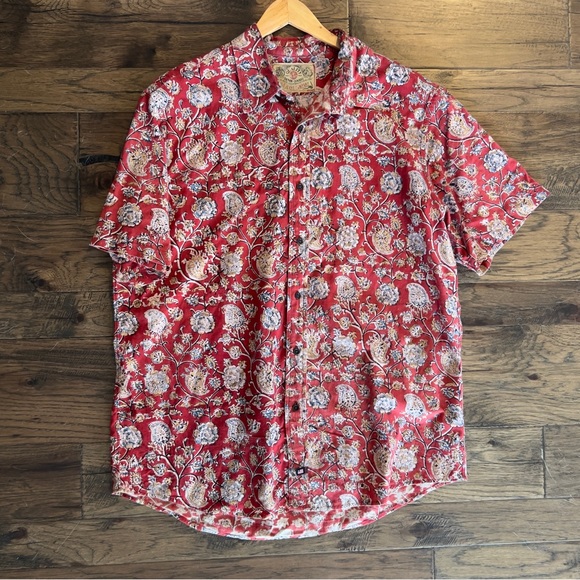 Vintage Ralph Lauren Polo Jeans Co. Quality Denim Goods Print Camp Shirt - Picture 12 of 16